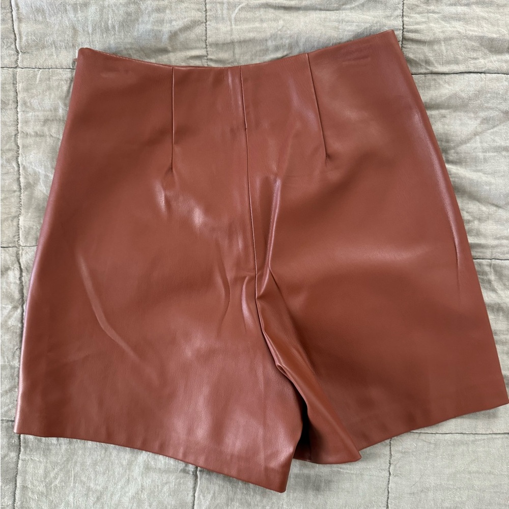 Zara Brown leather Shorts - Picture 13 of 16